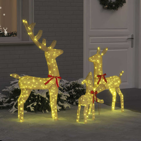 Vidaxl rendierfamilie 3 st 300 led's warmwit 68 x 26 x 127 cm stof