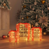 Vidaxl decoratie voor geschenkdoos 3 st warmwit 20 x 20 x 21 cm acryl