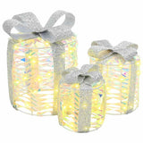 Vidaxl cadeau doos decoratie 3 st 60 led's warmwit 20 x 20 x 20 cm pet