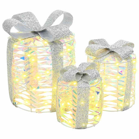 Vidaxl cadeau doos decoratie 3 st 60 led's warmwit 20 x 20 x 20 cm pet