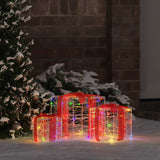 Vidaxl cadeau doos 3 st 60 led's multikleur 20 x 20 x 20 cm acryl