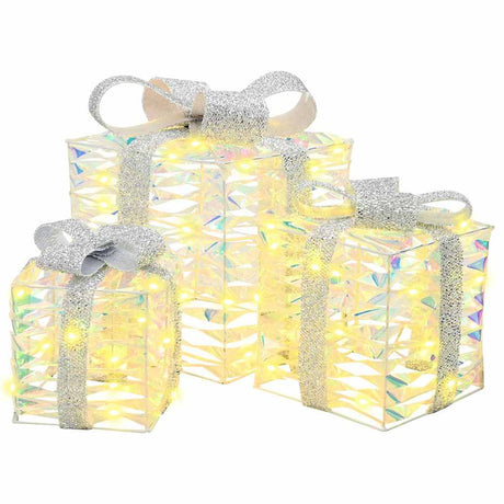 Vidaxl verlichte kerstcadeau doos 3 st 150 led's warmwit