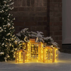 Vidaxl verlichte kerstcadeau doos 3 st 150 led's warmwit