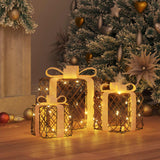 Vidaxl verlichte kerstcadeau doos 3 st 150 led's warmwit