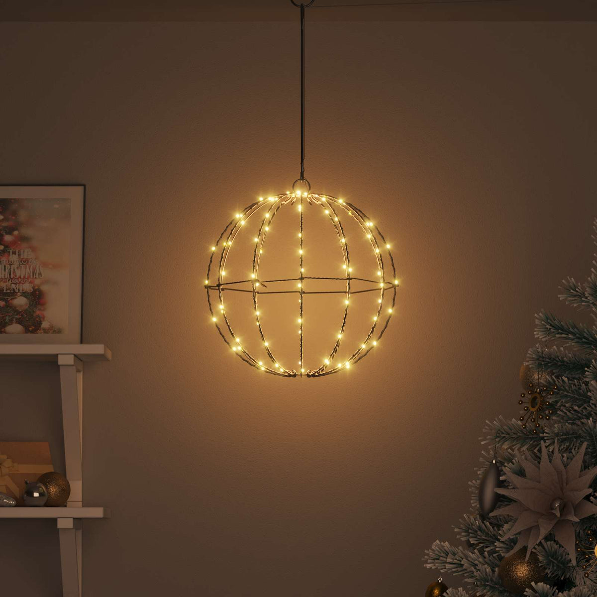 Vidaxl bal warmwit 30 x 30 x 32 cm metaal 96 led's