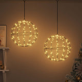 Vidaxl bal 2 st warmwit 30 x 30 x 32 cm metaal 192 led's