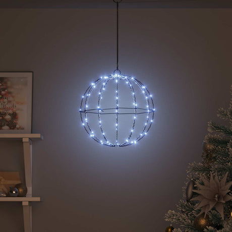 Vidaxl bal koudwit 30 x 30 x 32 cm metaal 96 led's