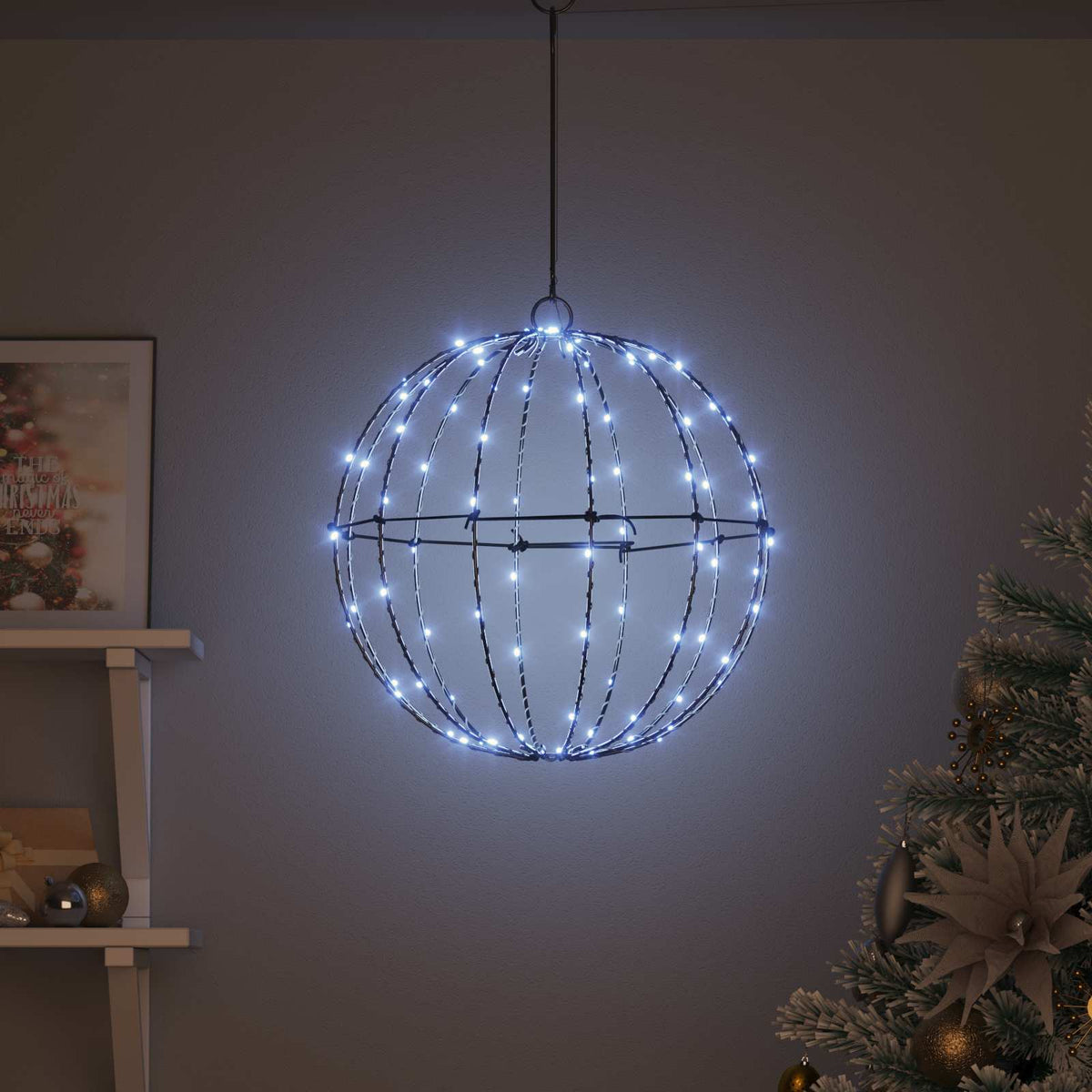 Vidaxl bal koudwit 40 x 40 x 42 cm metaal 120 led's