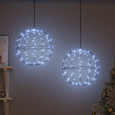Vidaxl kerst finial licht 2 st 192 led's koudwit diameter 30 x 32 cm