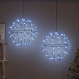 Vidaxl bal 2 st koudwit 40 x 40 x 42 cm metaal 192 led's