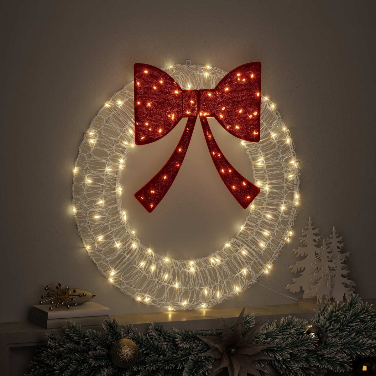 Vidaxl krans 60 led's warmwit 76 x 76 x 8,5 cm acryl