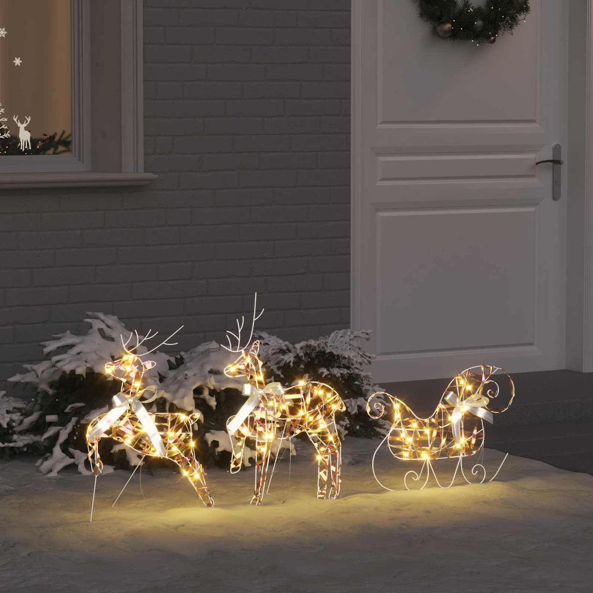 Vidaxl led rendieren 3 st 60 led's warmwit 44 x 18 x 65,5 cm pet