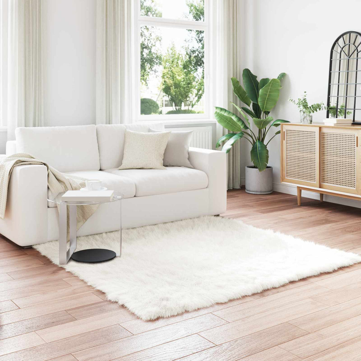 Vidaxl tapijt van imitatie tafalla wit 160 x 160 cm polyester
