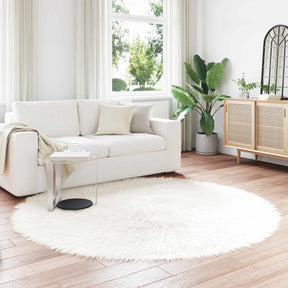 Vidaxl tapijt van imitatie tafalla wit ø 200 cm polyester