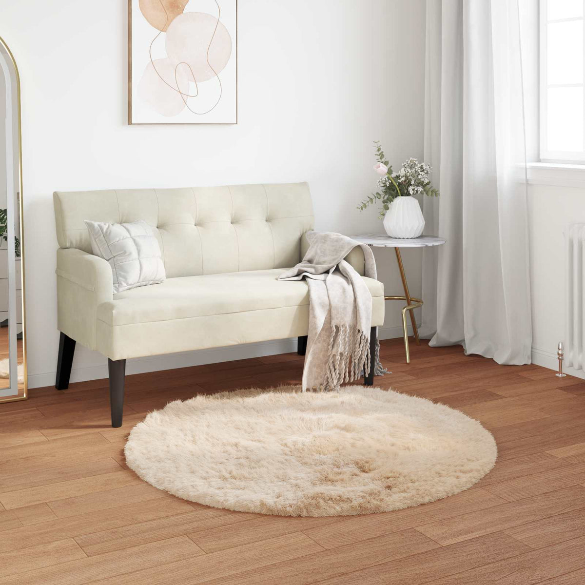 Vidaxl tapijt van imitatie tafalla beige ø 80 cm polyester