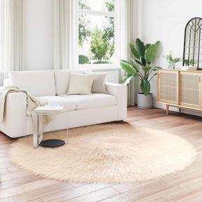 Vidaxl tapijt van imitatie tafalla beige ø 200 cm polyester