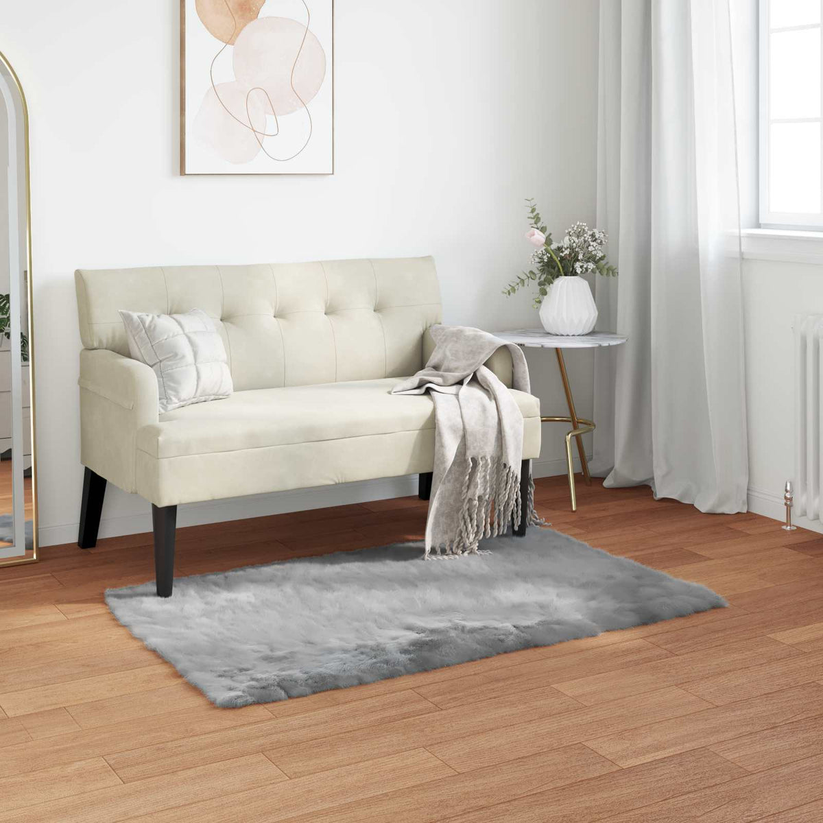 Vidaxl tapijt van imitatie tafalla grijs 60 x 110 cm polyester