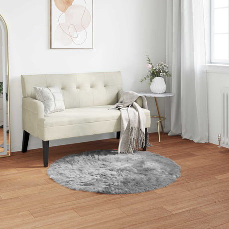 Vidaxl tapijt van imitatie tafalla grijs ø 80 cm polyester