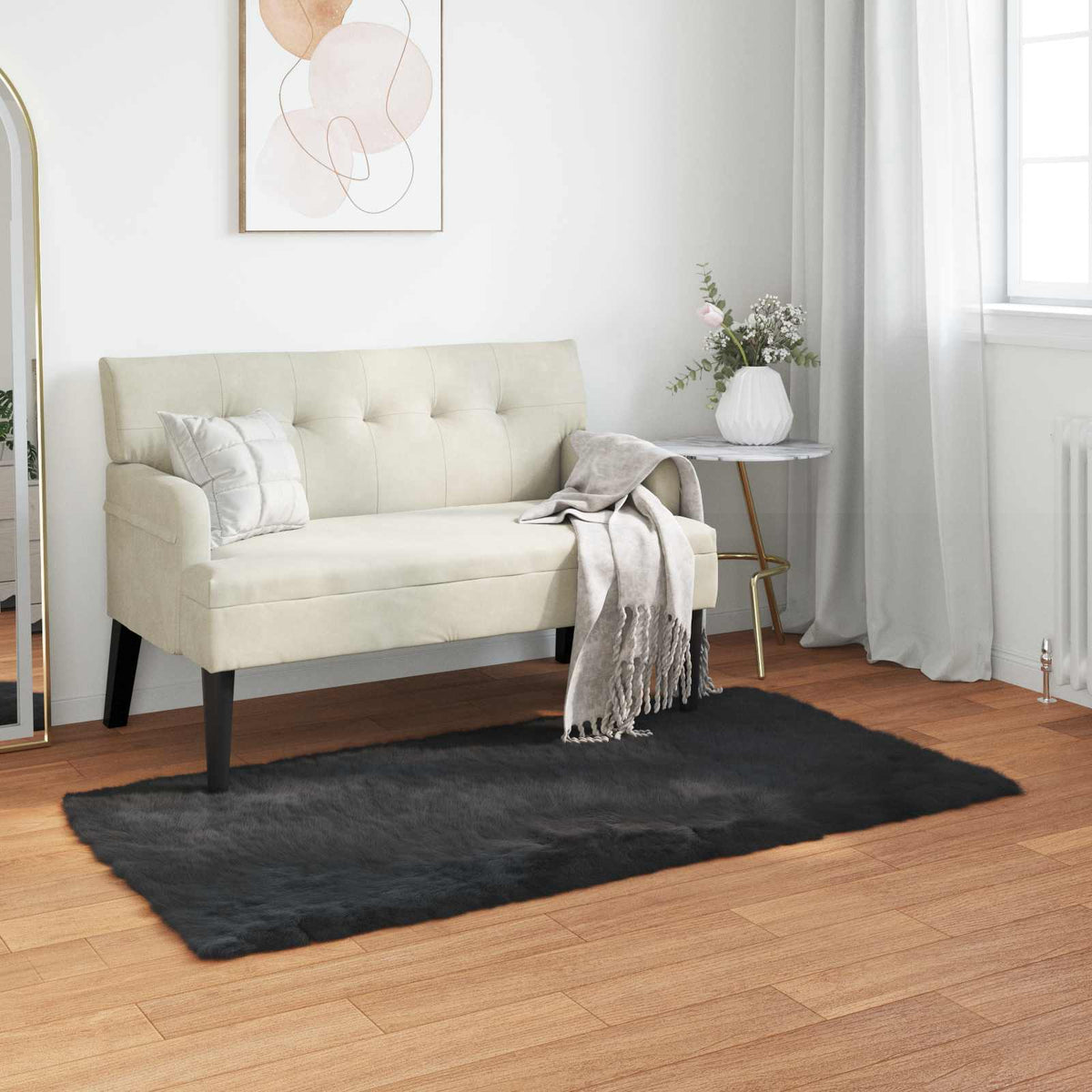 Vidaxl tapijt van imitatie tafalla zwart 80 x 150 cm polyester