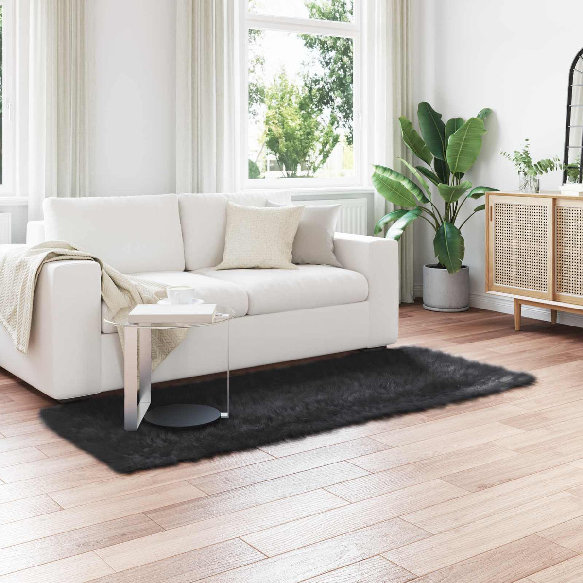 Vidaxl tapijt van imitatie tafalla zwart 100 x 200 cm polyester