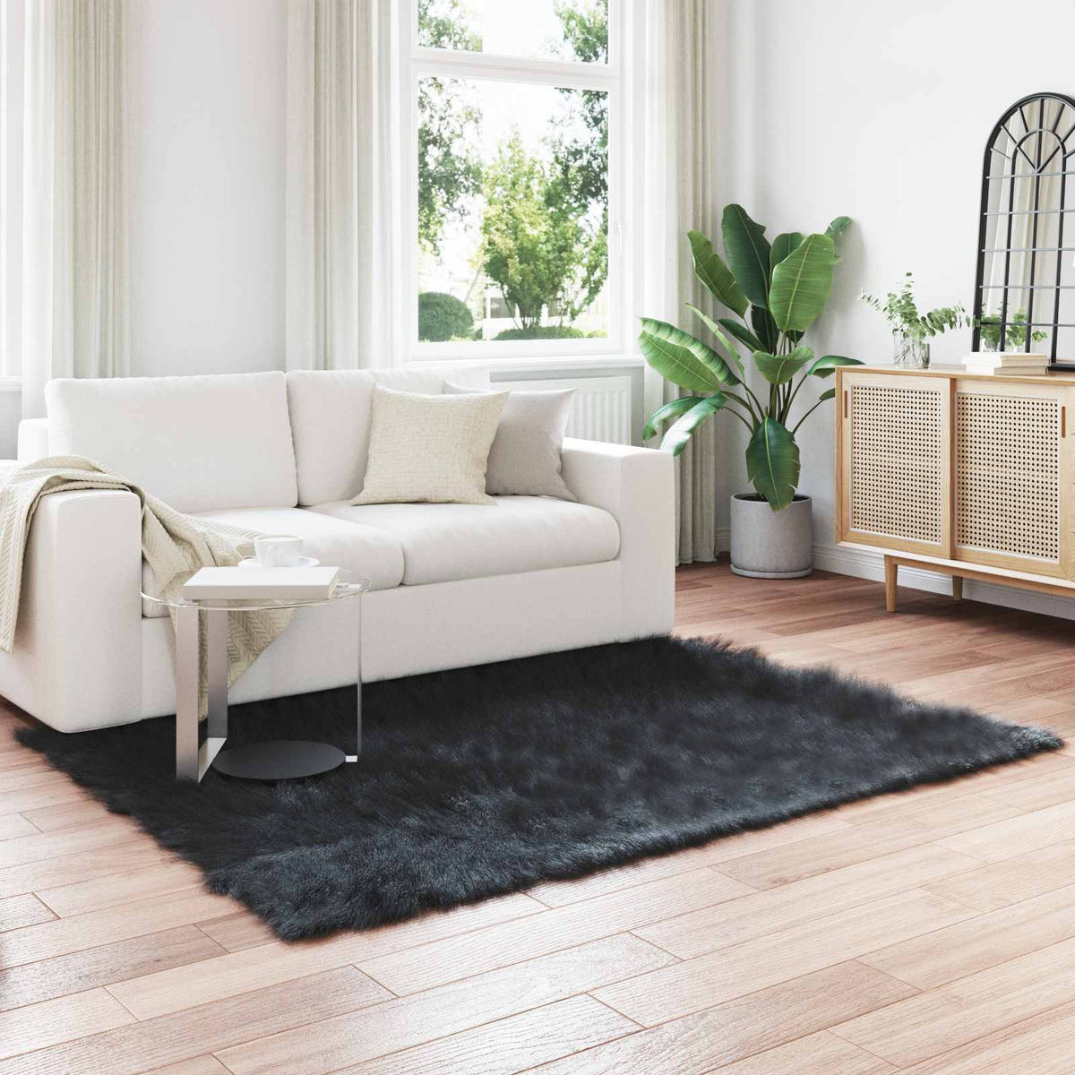 Vidaxl tapijt van imitatie tafalla zwart 140 x 200 cm polyester