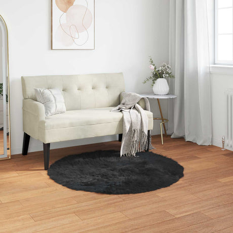 Vidaxl tapijt van imitatie tafalla zwart ø 120 cm polyester