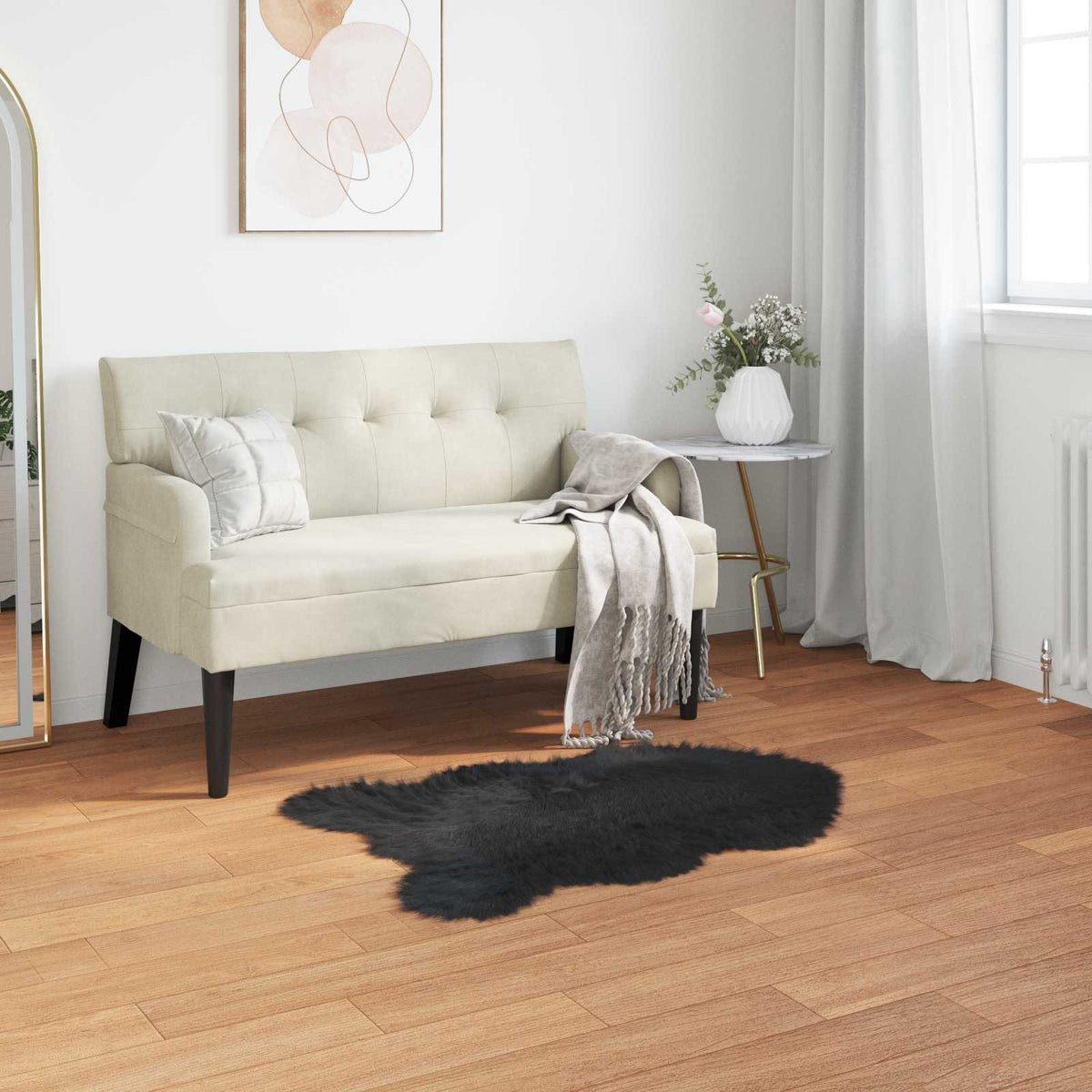 Vidaxl tapijt van imitatie tafalla zwart 50 x 80 cm polyester