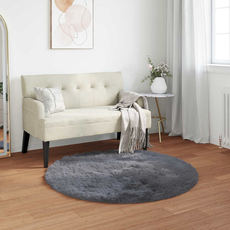Vidaxl tapijt van imitatie tafalla antracietkleurig ø 100 cm polyester