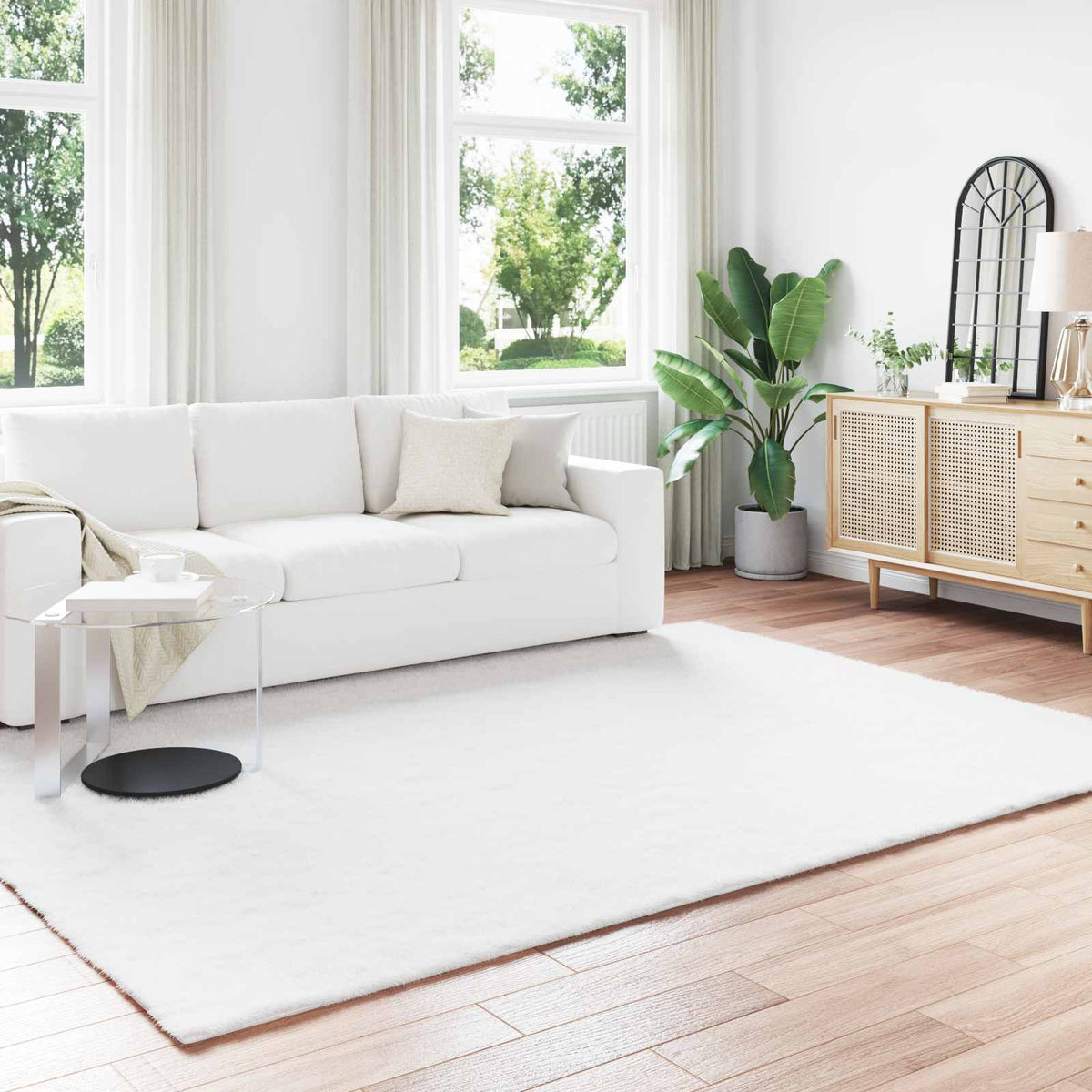 Vidaxl antislip vloerkleed van imitatie konijnenbont olite wit