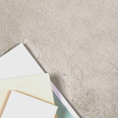 Vidaxl antislip vloerkleed van imitatie konijnenbont olite beige