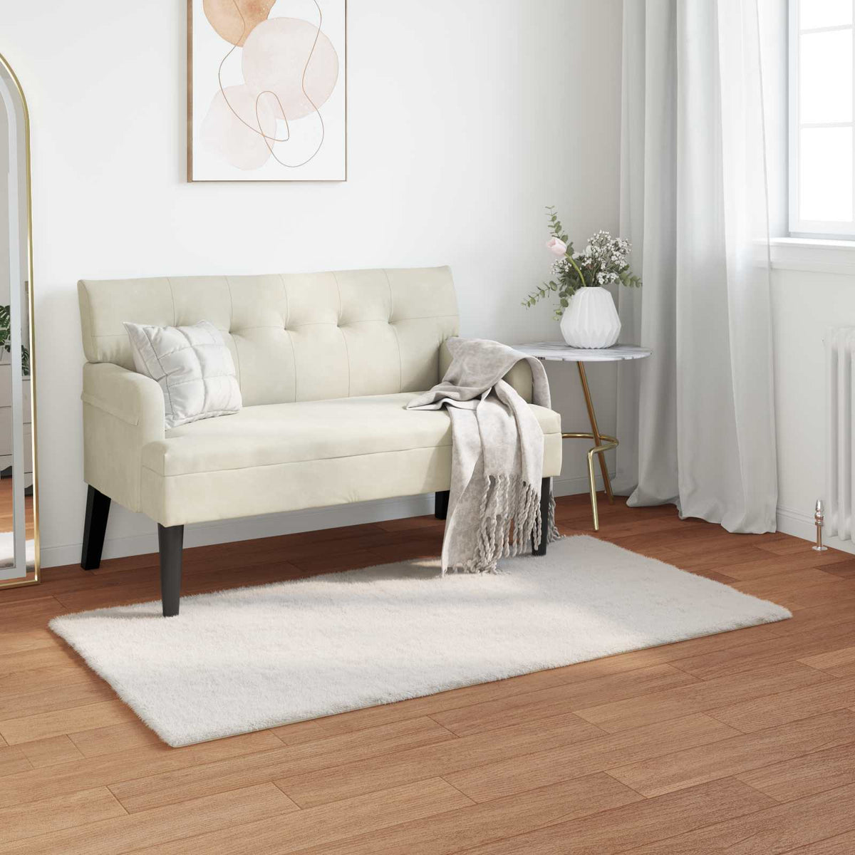 Vidaxl antislip vloerkleed van imitatie konijnenbont olite 60 x 110 cm