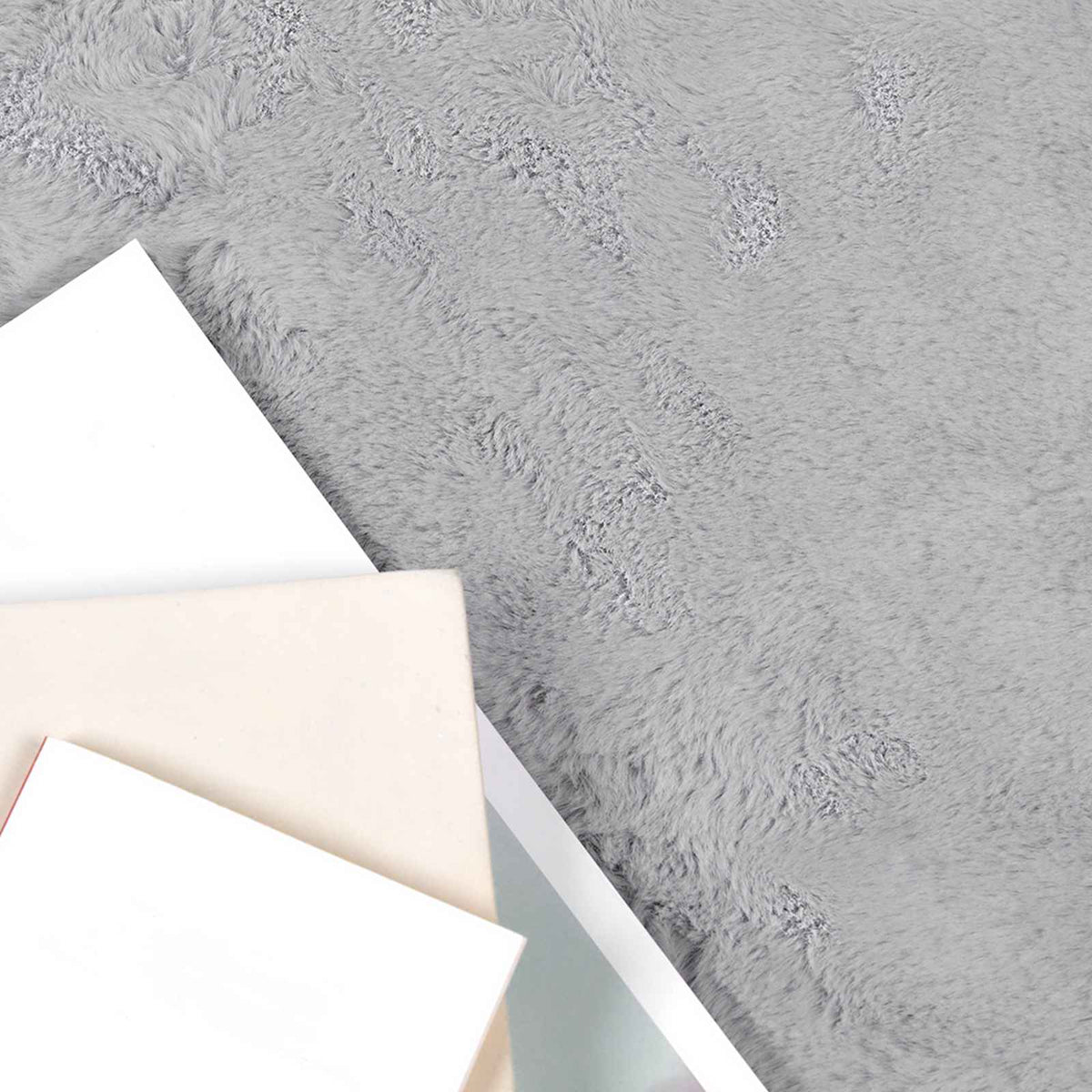 Vidaxl antislip vloerkleed van imitatie konijnenbont olite grijs
