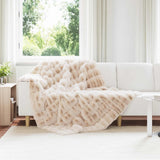 Vidaxl antislip deken van imitatie konijnenbont olite beige polyester