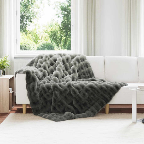 Vidaxl antislip deken van imitatie konijnenbont olite 4 st donkergrijs