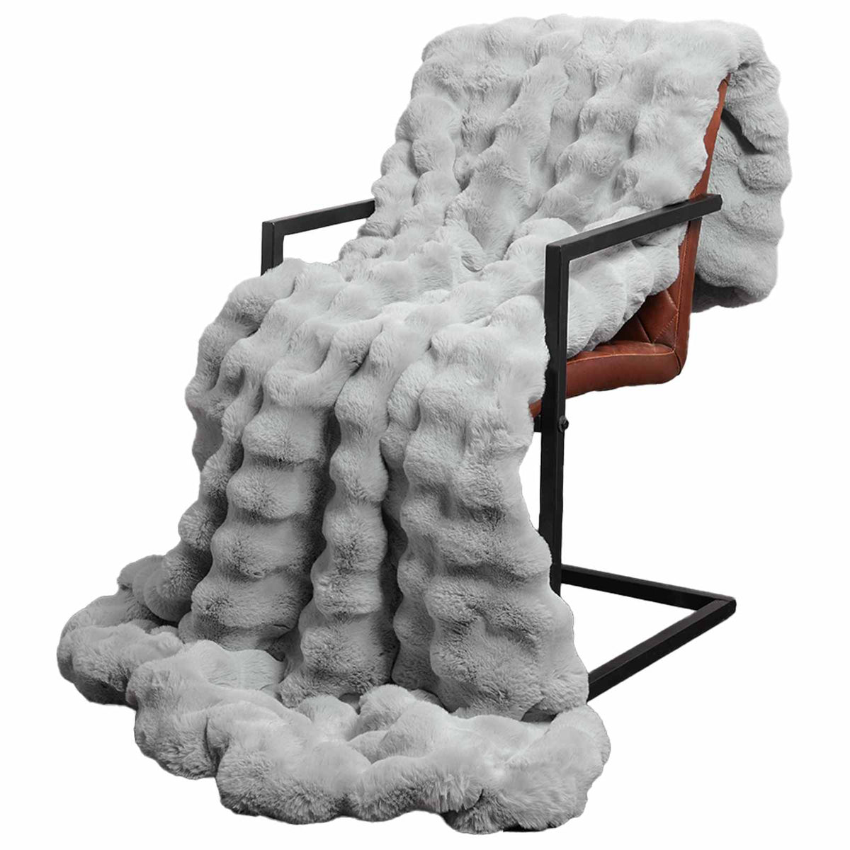 Vidaxl antislip deken van imitatie konijnenbont olite grijs polyester