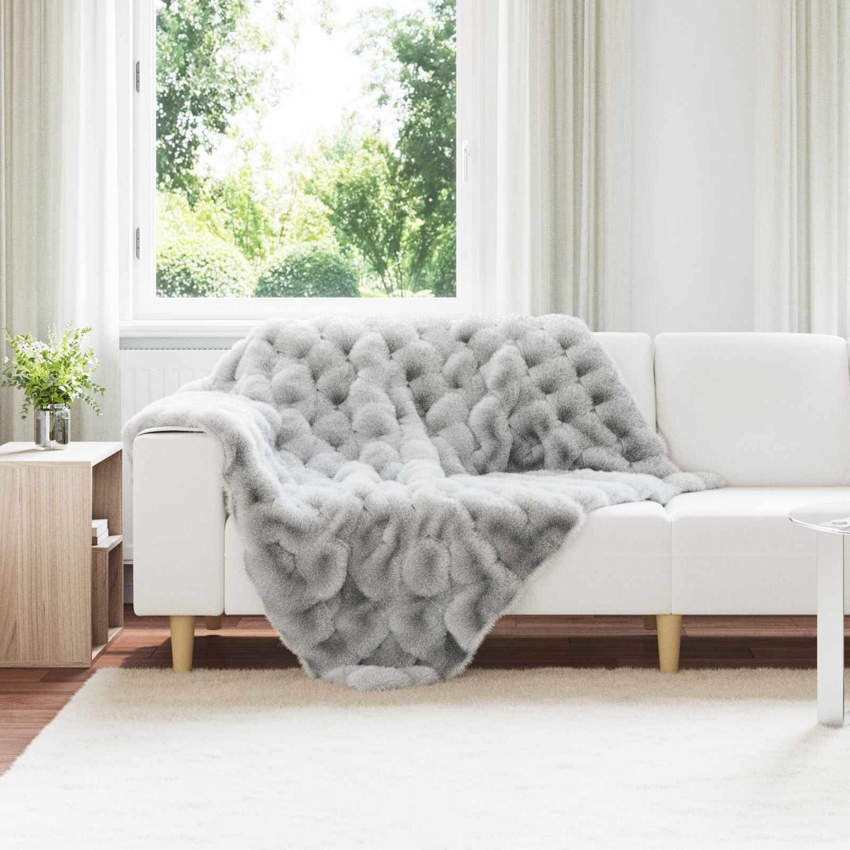 Vidaxl antislip deken van imitatie konijnenbont olite 4 st grijs