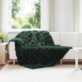 Vidaxl antislip deken van imitatie konijnenbont olite 4 st donkergroen