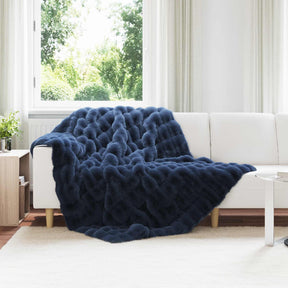 Vidaxl antislip deken van imitatie konijnenbont olite 4 st marineblauw