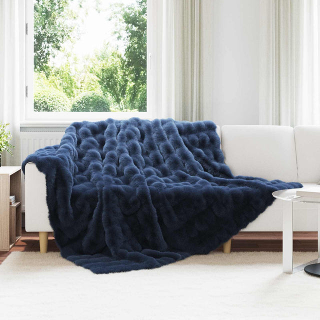 Vidaxl antislip deken van imitatie konijnenbont olite 4 st marineblauw