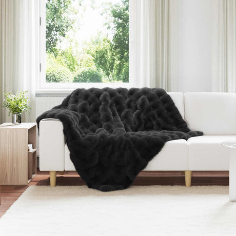 Vidaxl antislip deken van imitatie konijnenbont olite 4 st zwart
