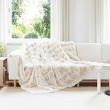 Vidaxl antislip deken van imitatie konijnenbont olite wit 240 x 270 cm