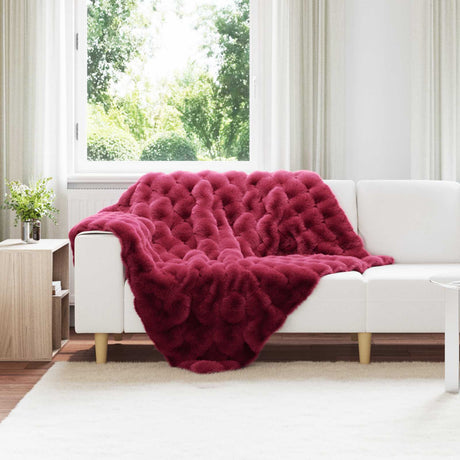 Vidaxl antislip deken van imitatie konijnenbont olite bordeaux rood