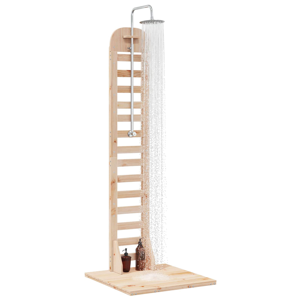 Vidaxl buitendouche 223 cm massief grenenhout en roestvrij staal