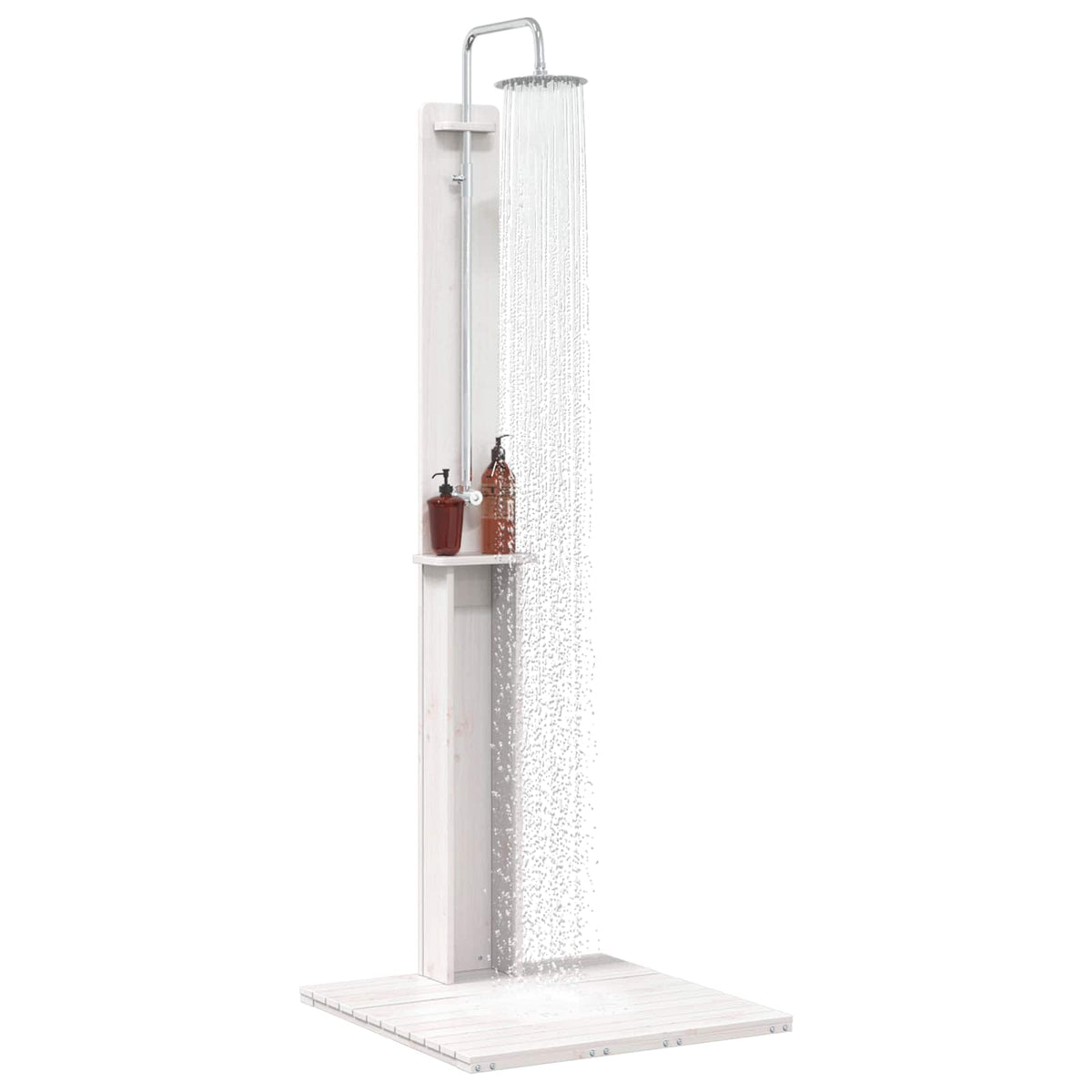 Vidaxl buitendouche 206 cm massief grenenhout en roestvrij staal wit