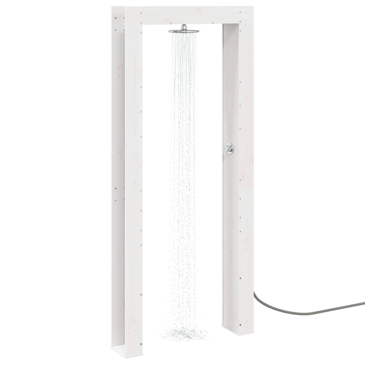 Vidaxl buitendouche 226 cm massief grenenhout en roestvrij staal wit