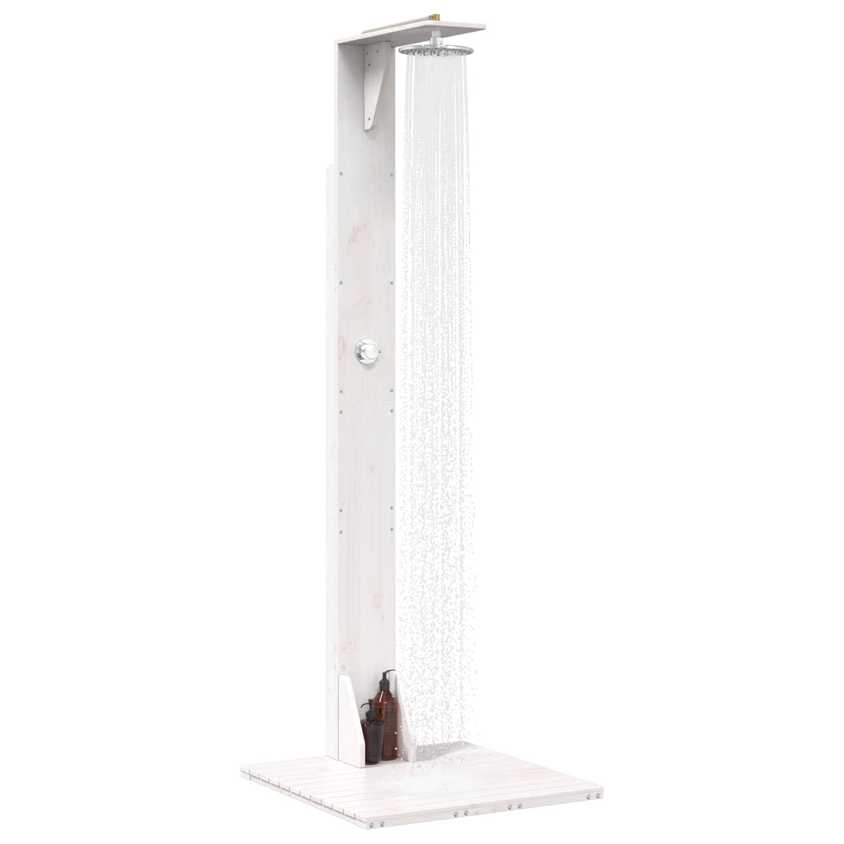 Vidaxl buitendouche 214,5 cm massief grenenhout en roestvrij staal wit
