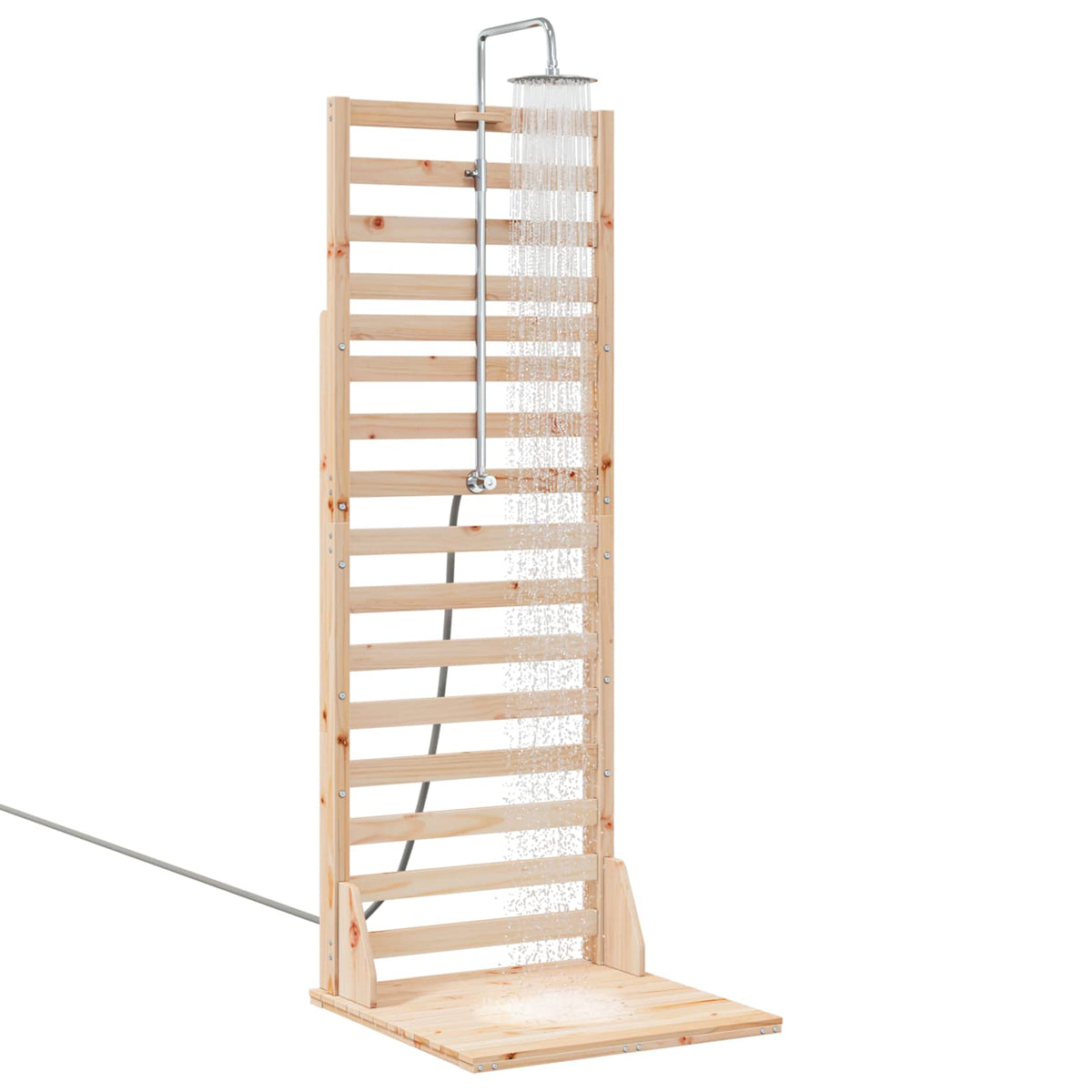 Vidaxl buitendouche 225 cm massief grenenhout en roestvrij staal