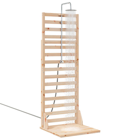 Vidaxl buitendouche 225 cm massief grenenhout en roestvrij staal