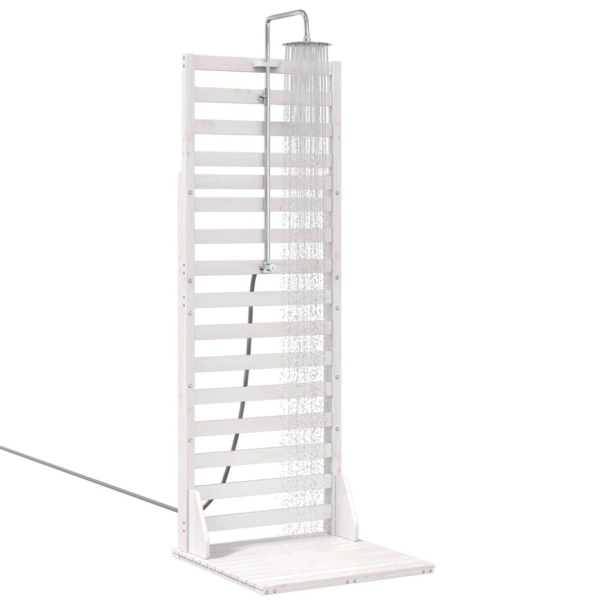 Vidaxl buitendouche 225 cm massief grenenhout en roestvrij staal wit