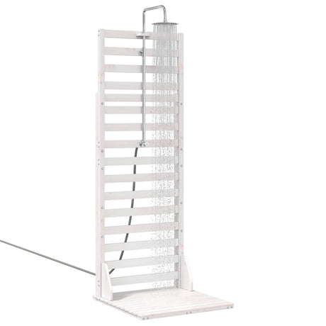 Vidaxl buitendouche 225 cm massief grenenhout en roestvrij staal wit